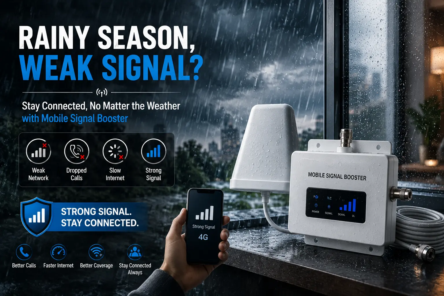 Poor Mobile Signal During Monsoon in Delhi NCR? Best Mobile Signal Booster Company